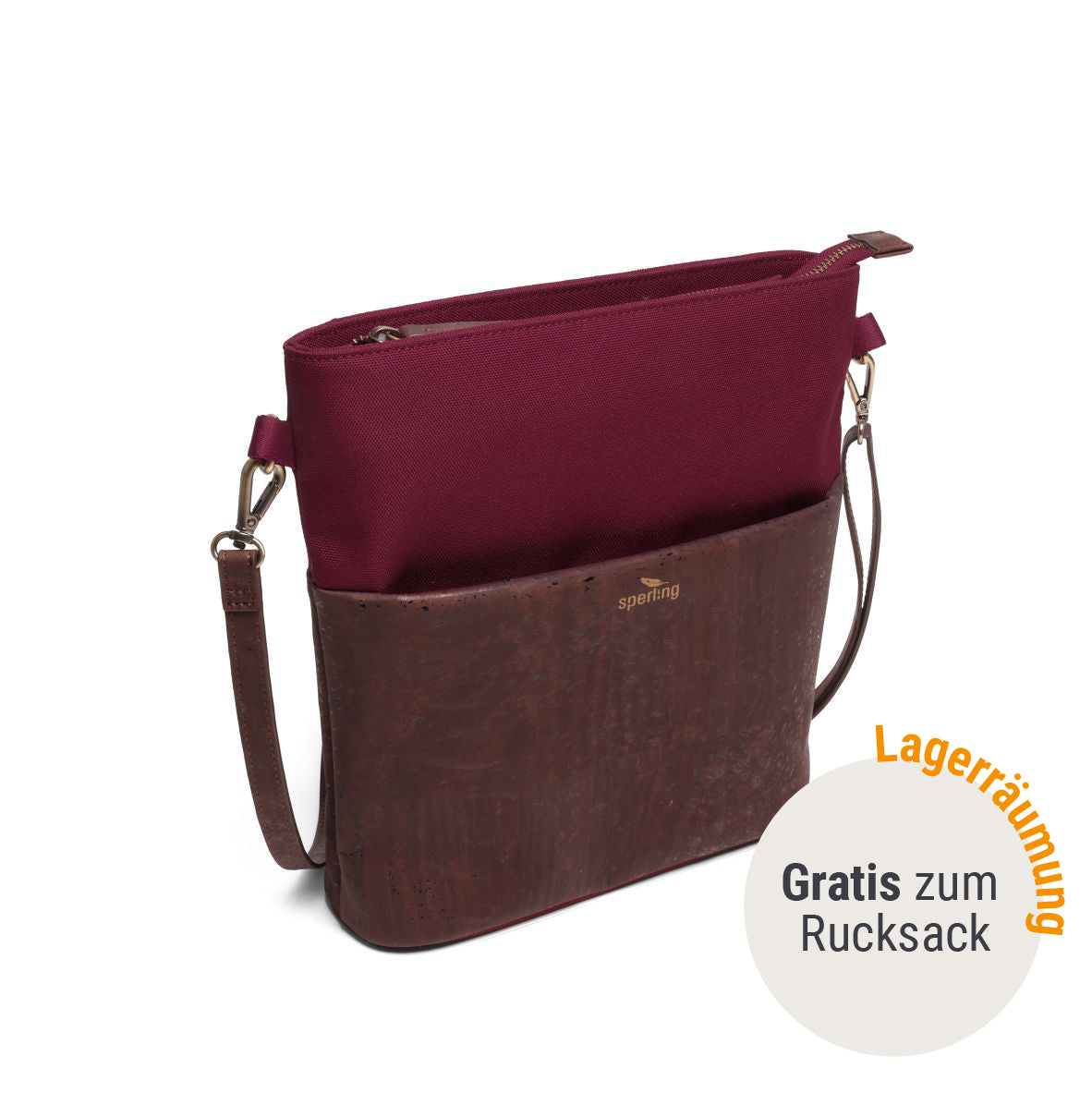 Umhängetasche für Damen mit Kork #Farbe_Robin Chocolate