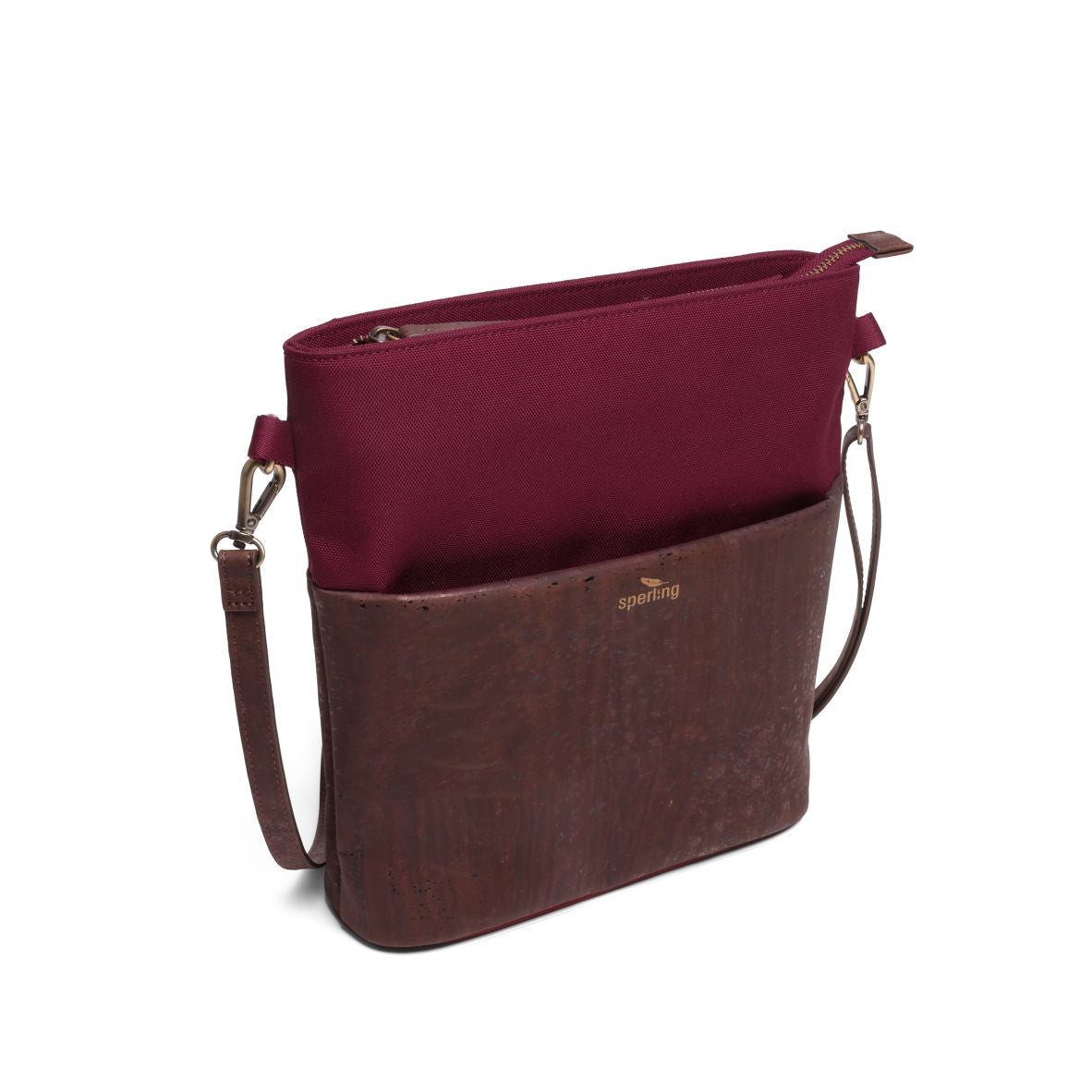 Umhängetasche für Damen mit Kork #Farbe_Robin Chocolate