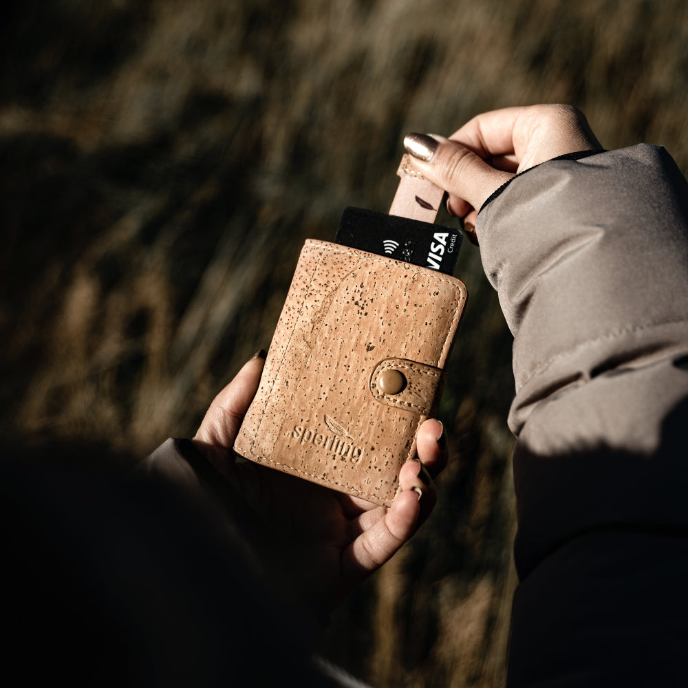 Mini Kartenportemonnaie Kork #Farbe_Cream
