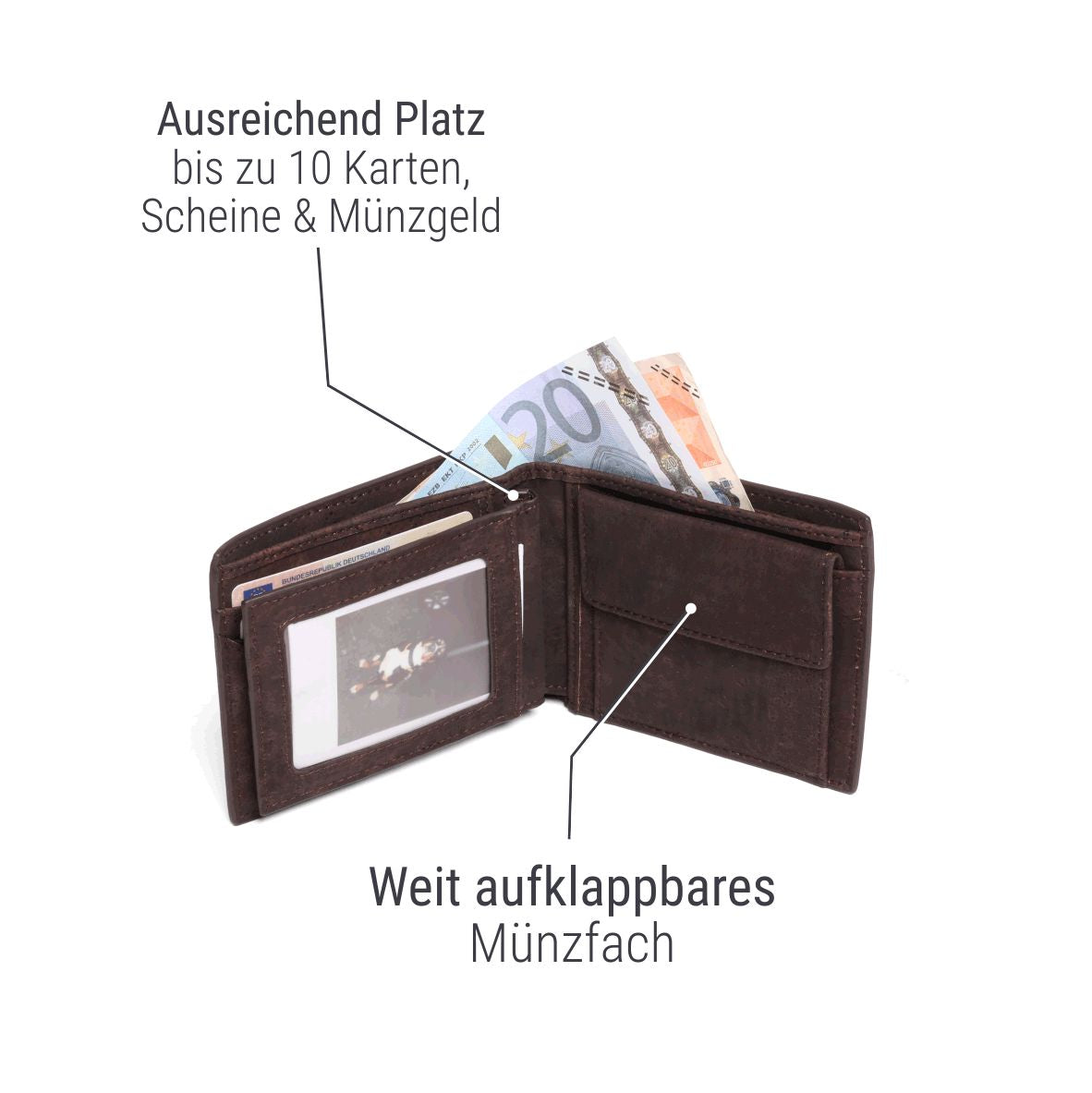 Portemonnaie für Herren aus Kork #Farbe_Chocolate
