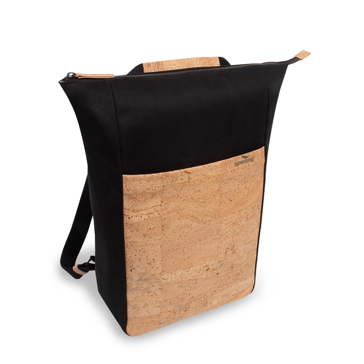 2-in-1 Rucksack nachhaltig aus Kork schwarz #Farbe_Raven Cream