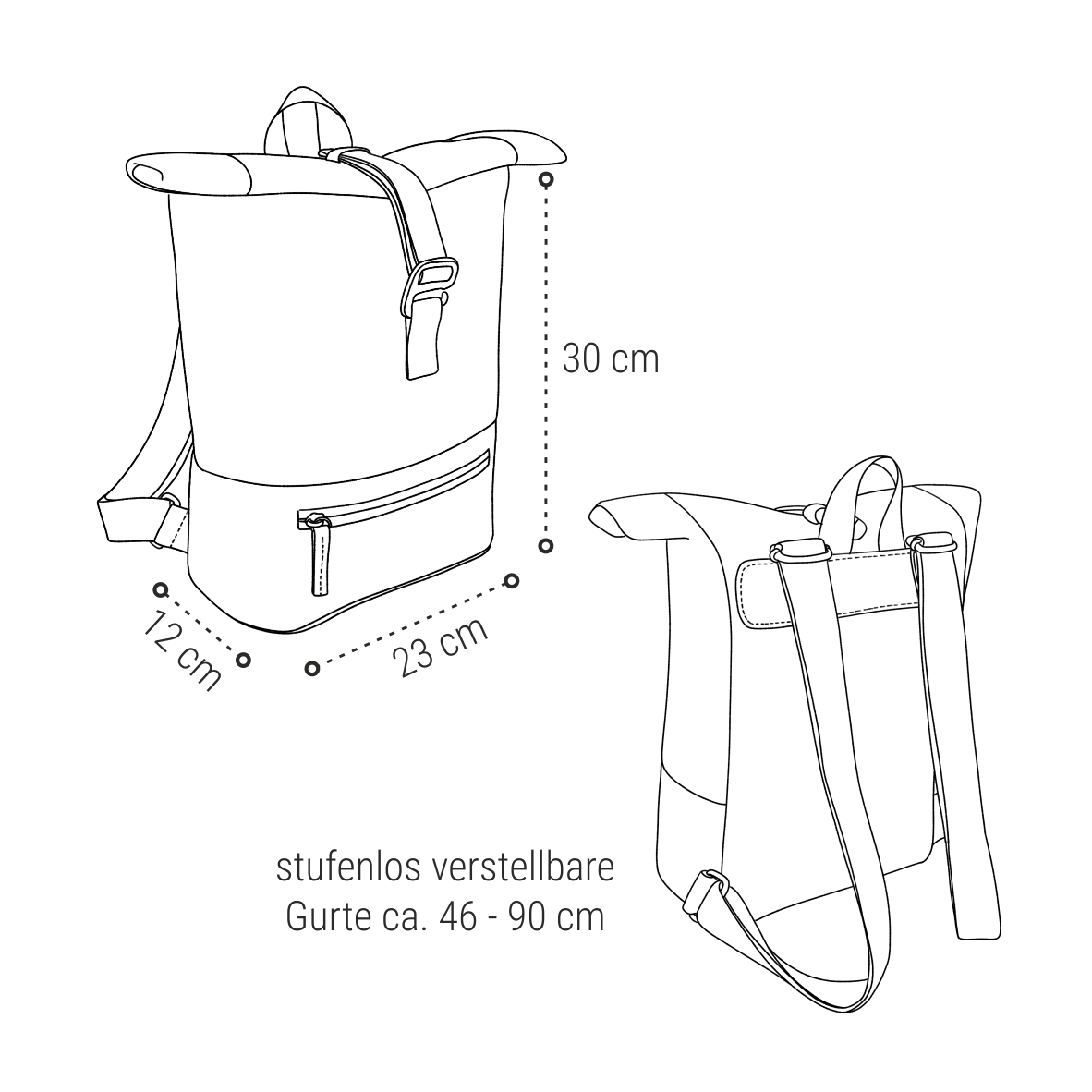 "Tiny" Kleiner Rolltop Rucksack