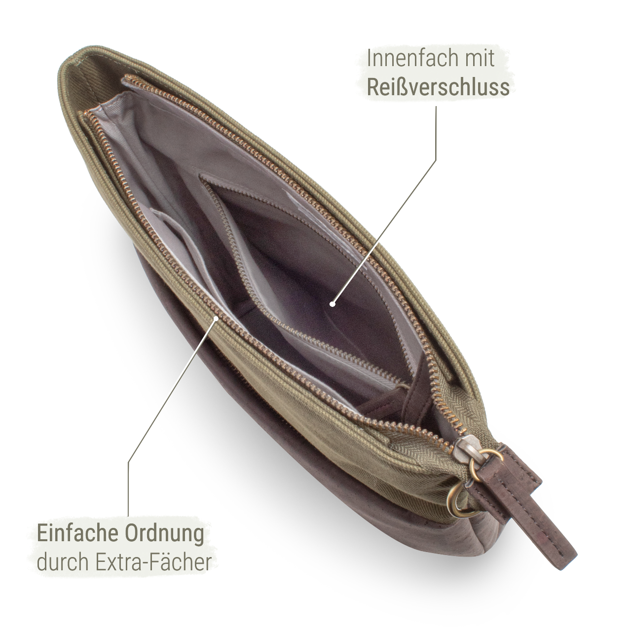 Reißverschluss-Tasche #Farbe_Kiwi Chocolate