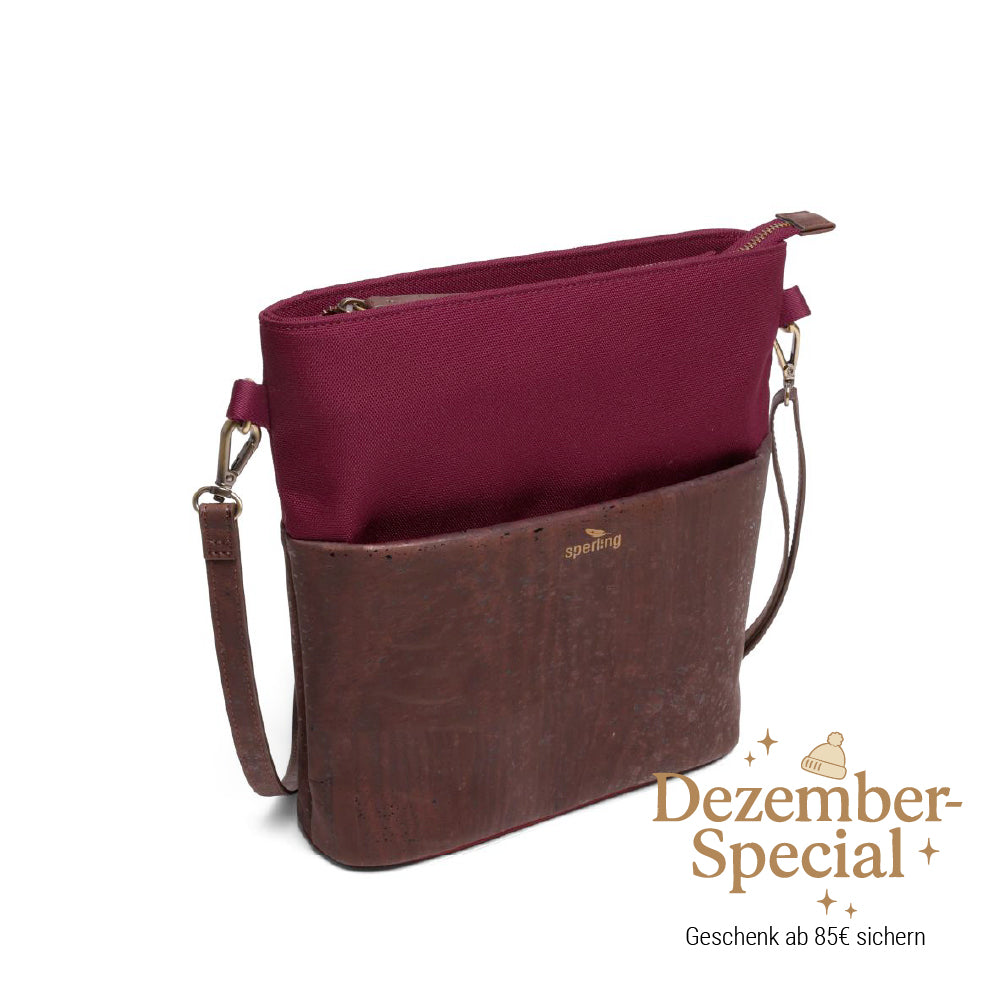 Umhängetasche für Damen mit Kork #Farbe_Robin Chocolate
