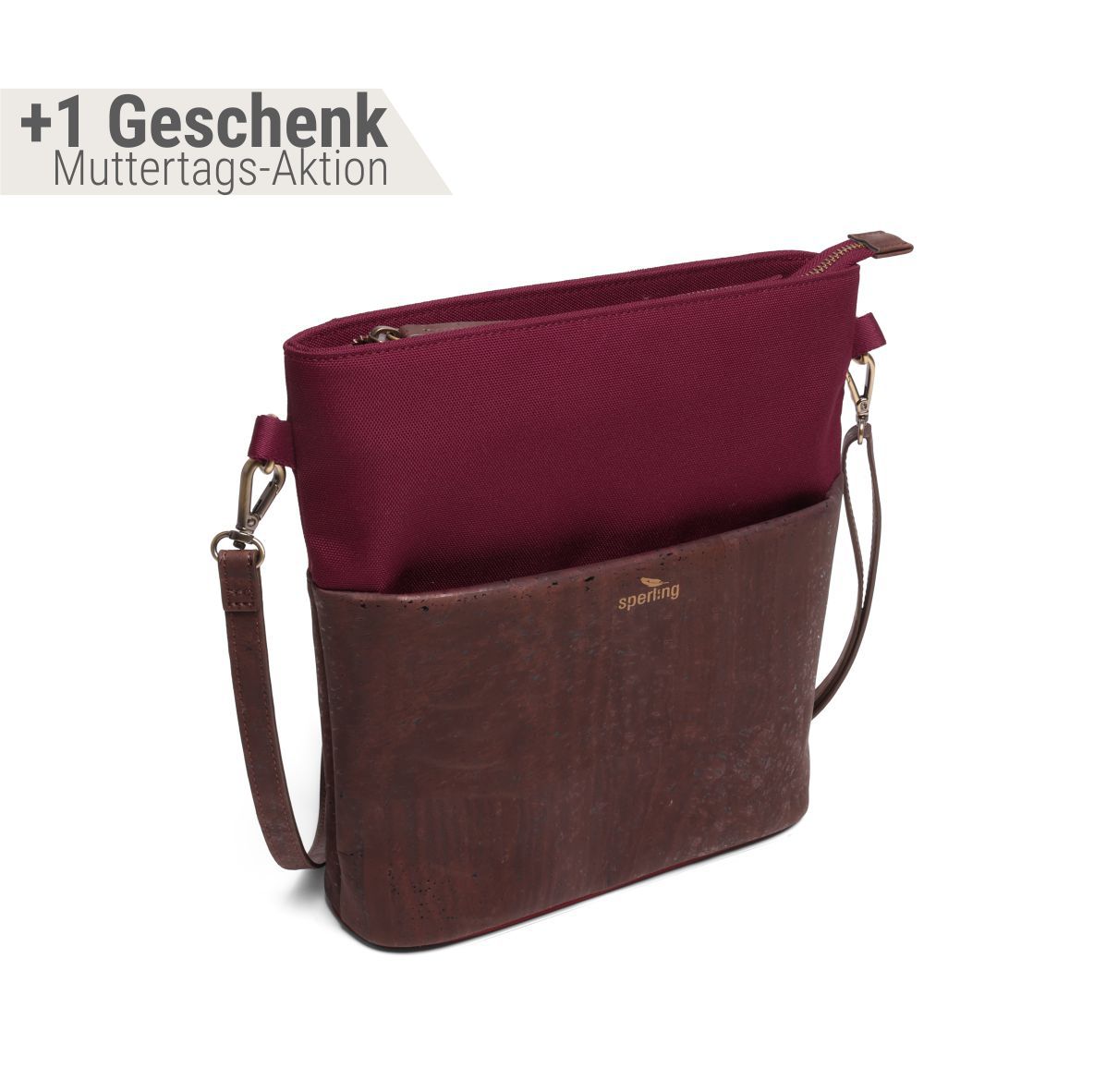 Umhängetasche für Damen mit Kork #Farbe_Robin Chocolate