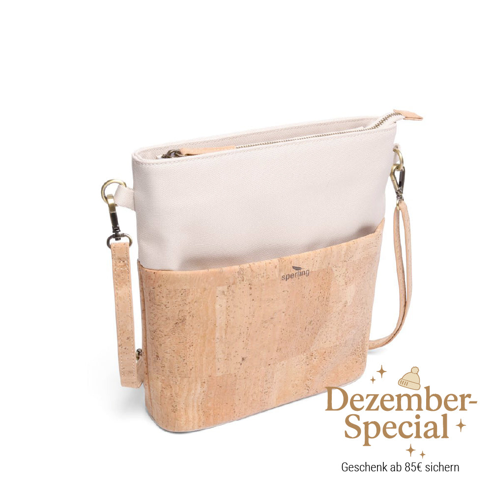 Nachhaltige Handtasche aus Kork #Farbe_Stork Cream