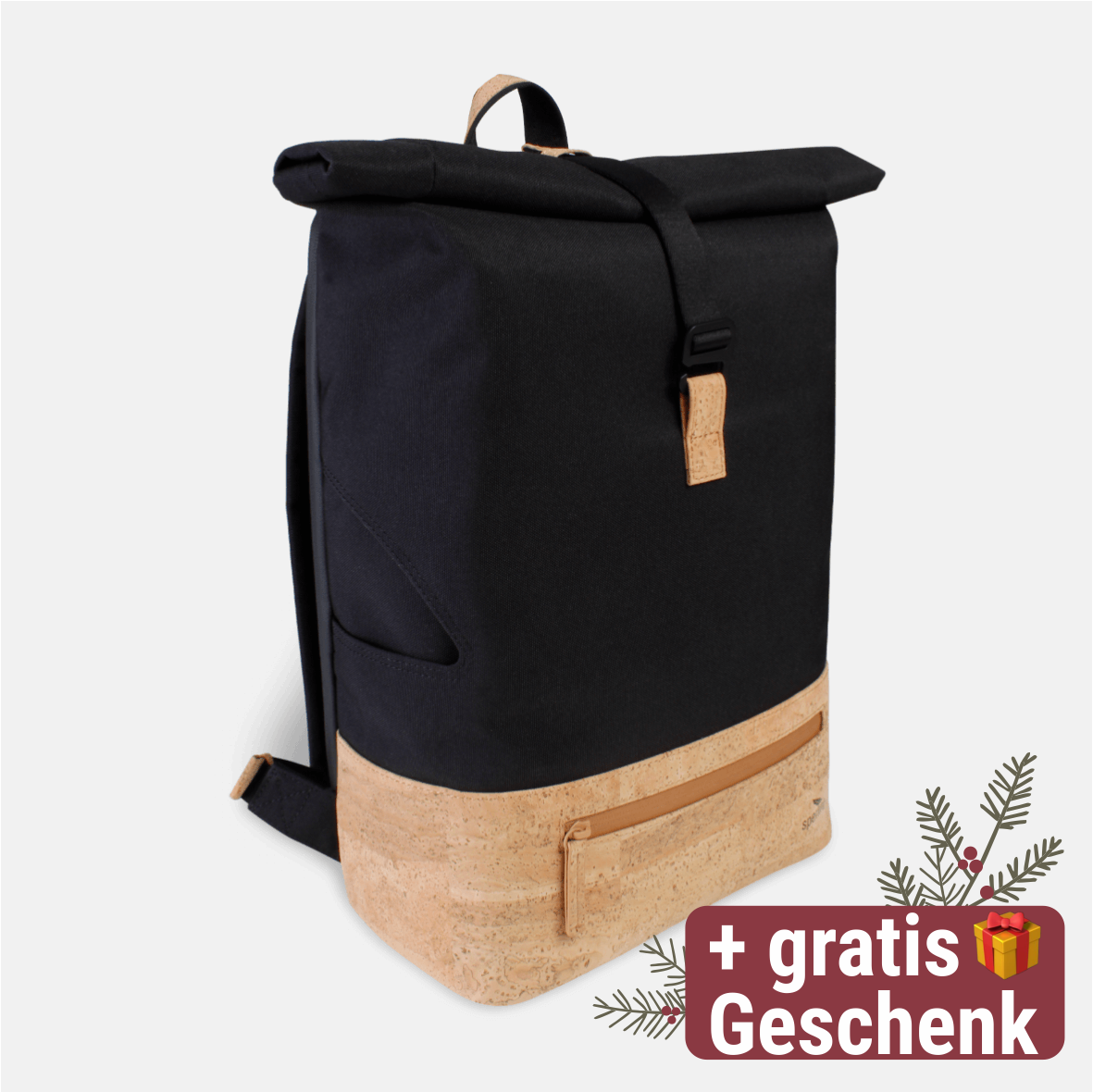 veganer Rucksack nachhaltig schwarz #Farbe_Raven Cream