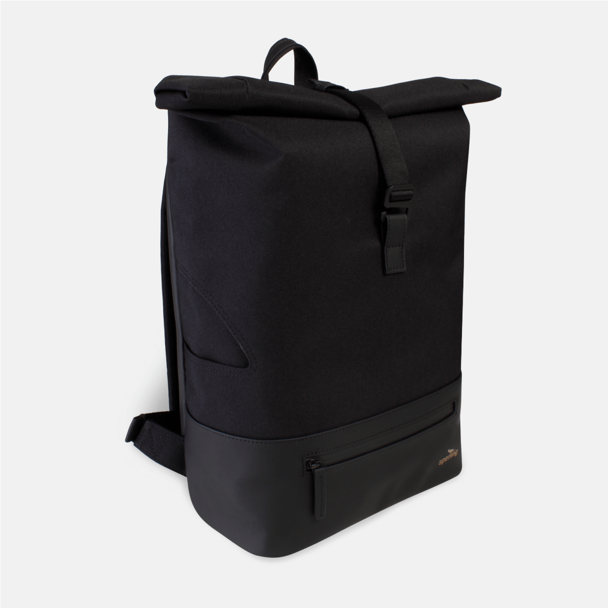 schwarzer Rolltop Rucksack #Farbe_Raven Midnight