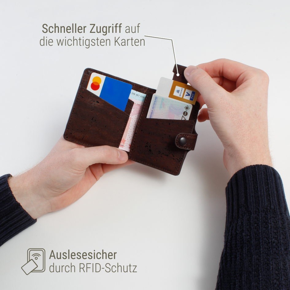 Kartenwallet mit RFID Schutz #Farbe_Chocolate