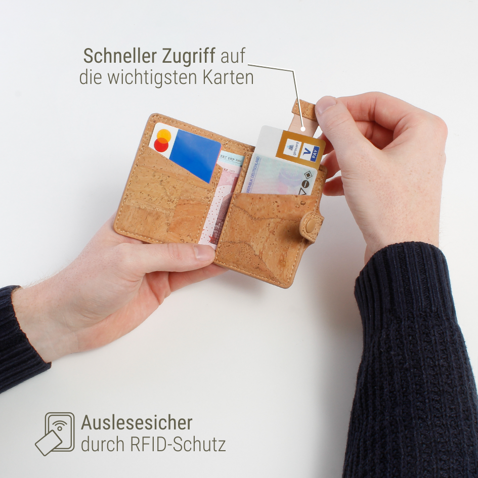 Auslesesicheres Wallet Naturkork #Farbe_Cream