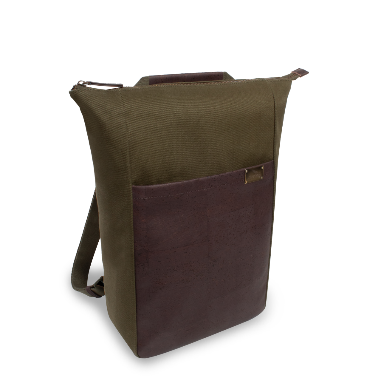 Nachhaltiger 2-in-1 Rucksack aus Kork in grün #Farbe_Kiwi Chocolate