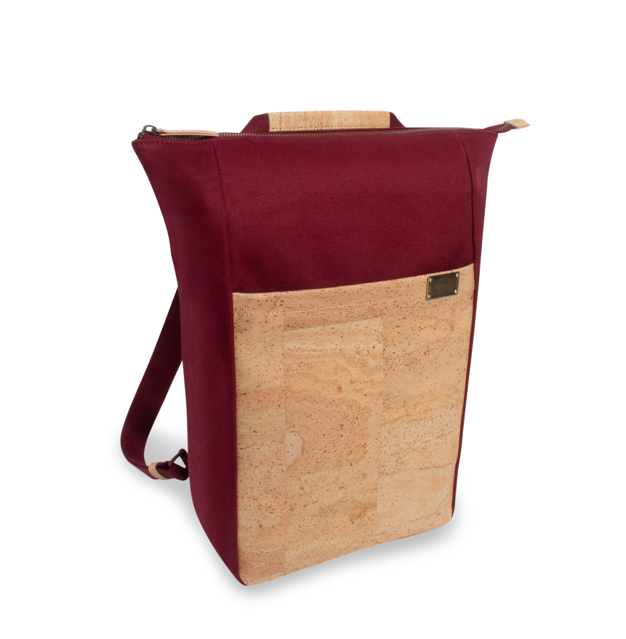 Nachhaltiger 2-in-1 Rucksack aus Kork in rot #Farbe_Robin Cream