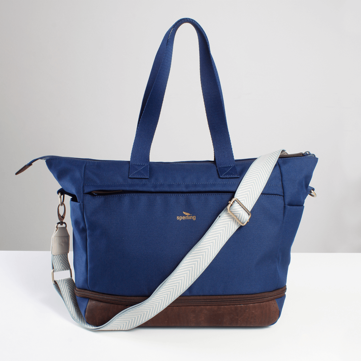 Nachhaltiger Shopper in blau mit Gurt #Farbe_Teal